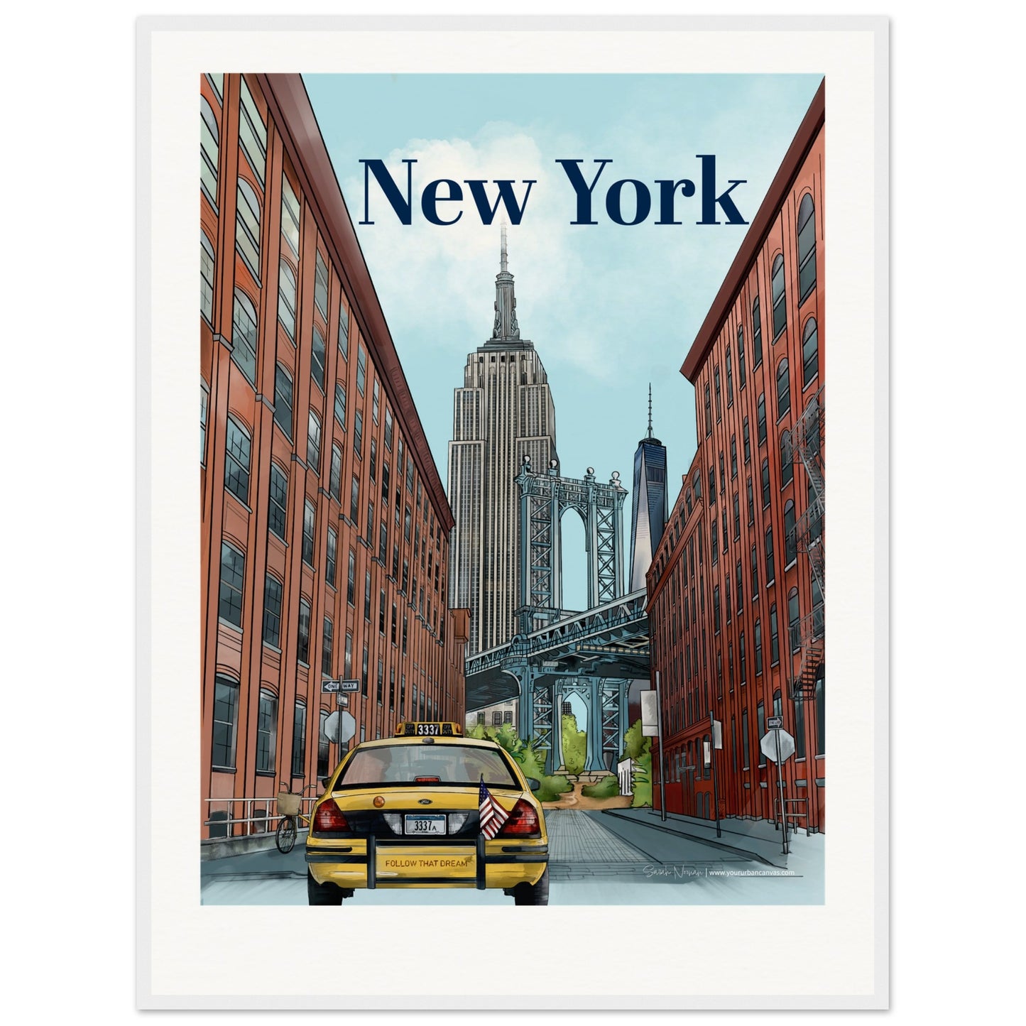 New York - Personalised Bold Typography print, size 60x80cm, framed in white, a refined and tailored take on New York's skyline.