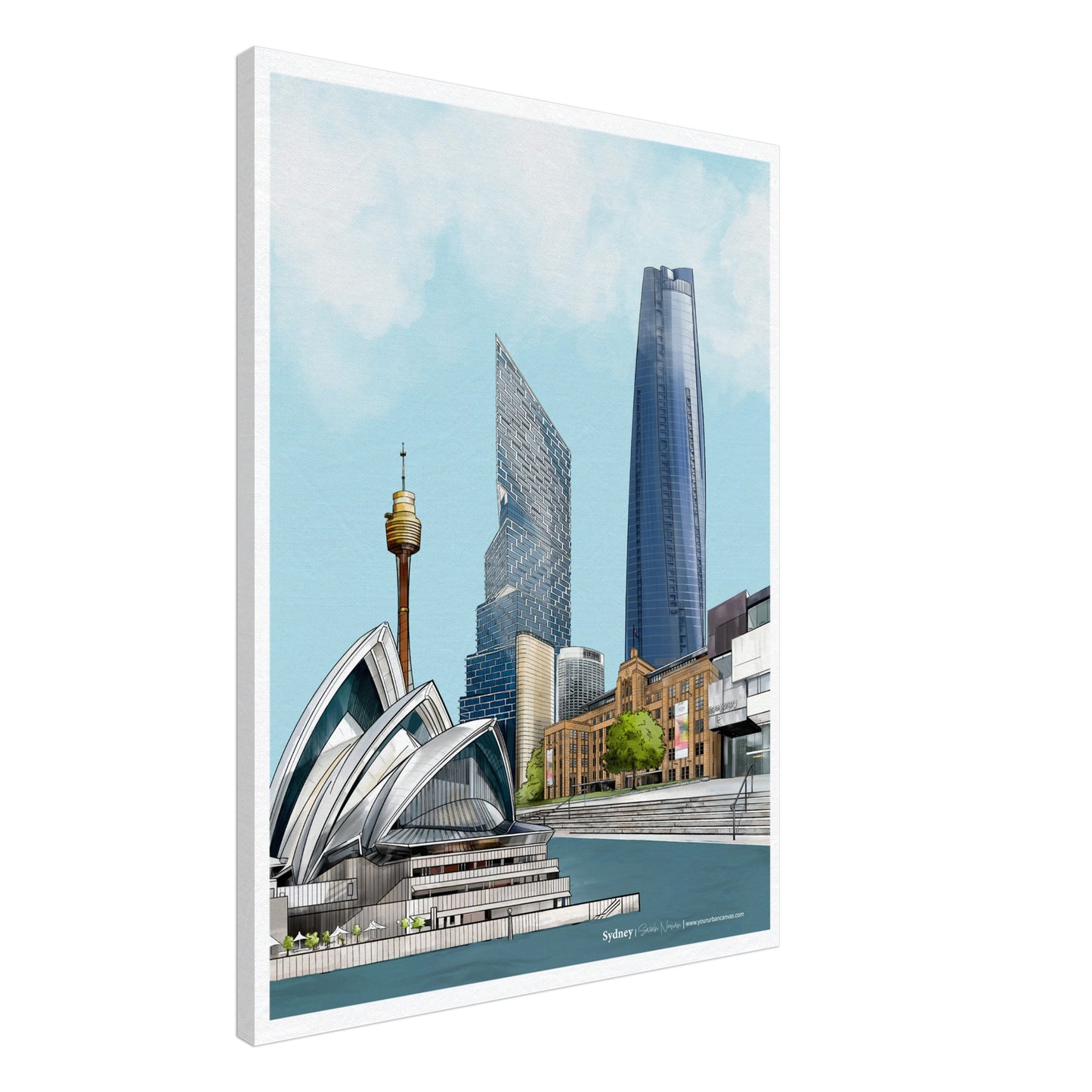 Sydney - Subtle Title print on canvas, size 60x80cm, portraying a balanced and refined cityscape with timeless appeal