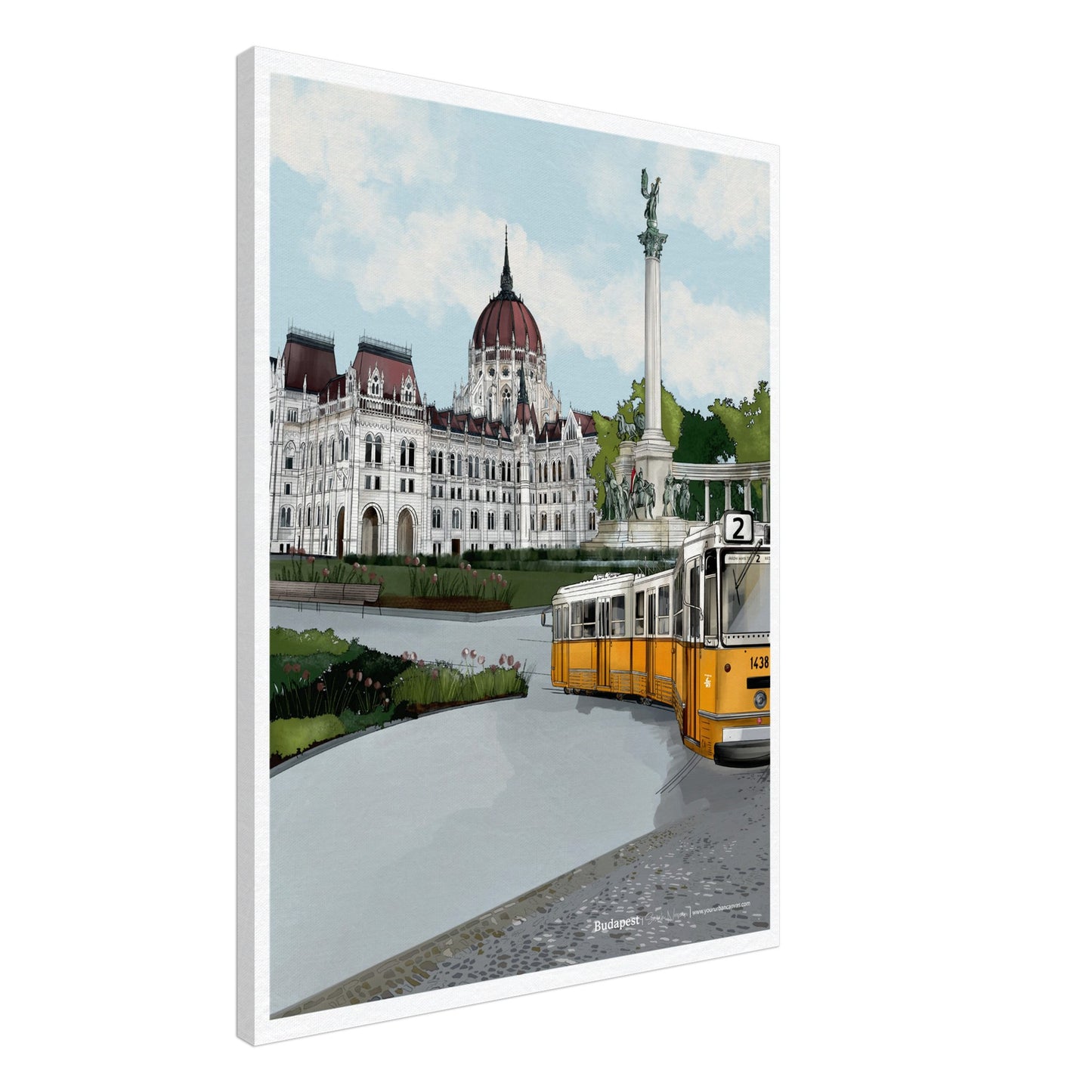Budapest - Subtle Title print on canvas, size 60x80cm, highlighting a refined and timeless composition of Budapest's most beloved landmarks with soft details.