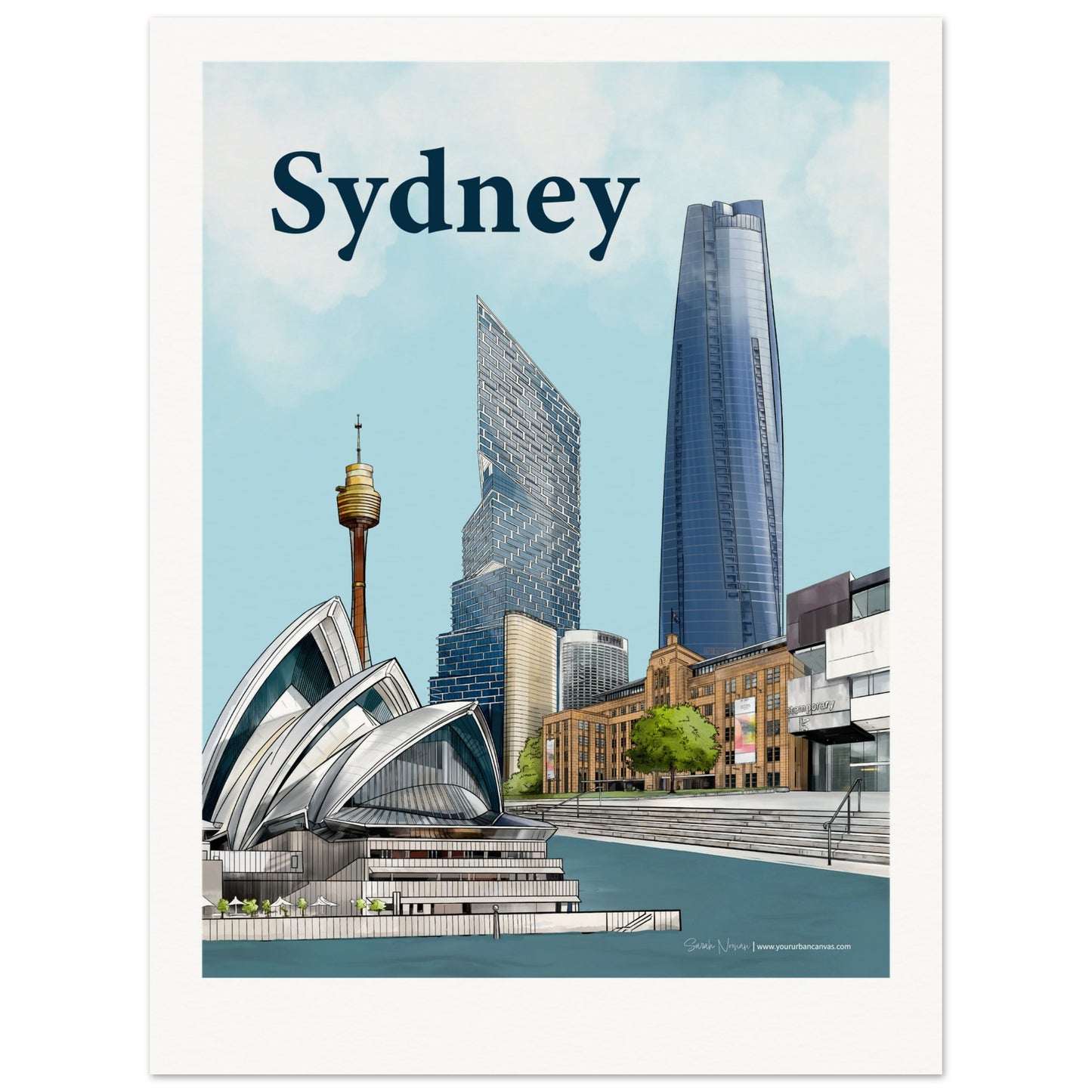 Sydney - Personalised Bold Typography print, featuring the iconic Opera House, Harbour Bridge, and city skyline, customized with your personal text.