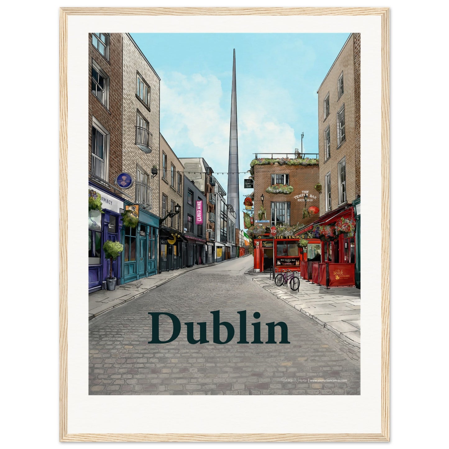 Dublin - Personalised Bold Typography print, size 45x60cm, framed in black, making a bold and customized statement of Dublin's vibrant character.