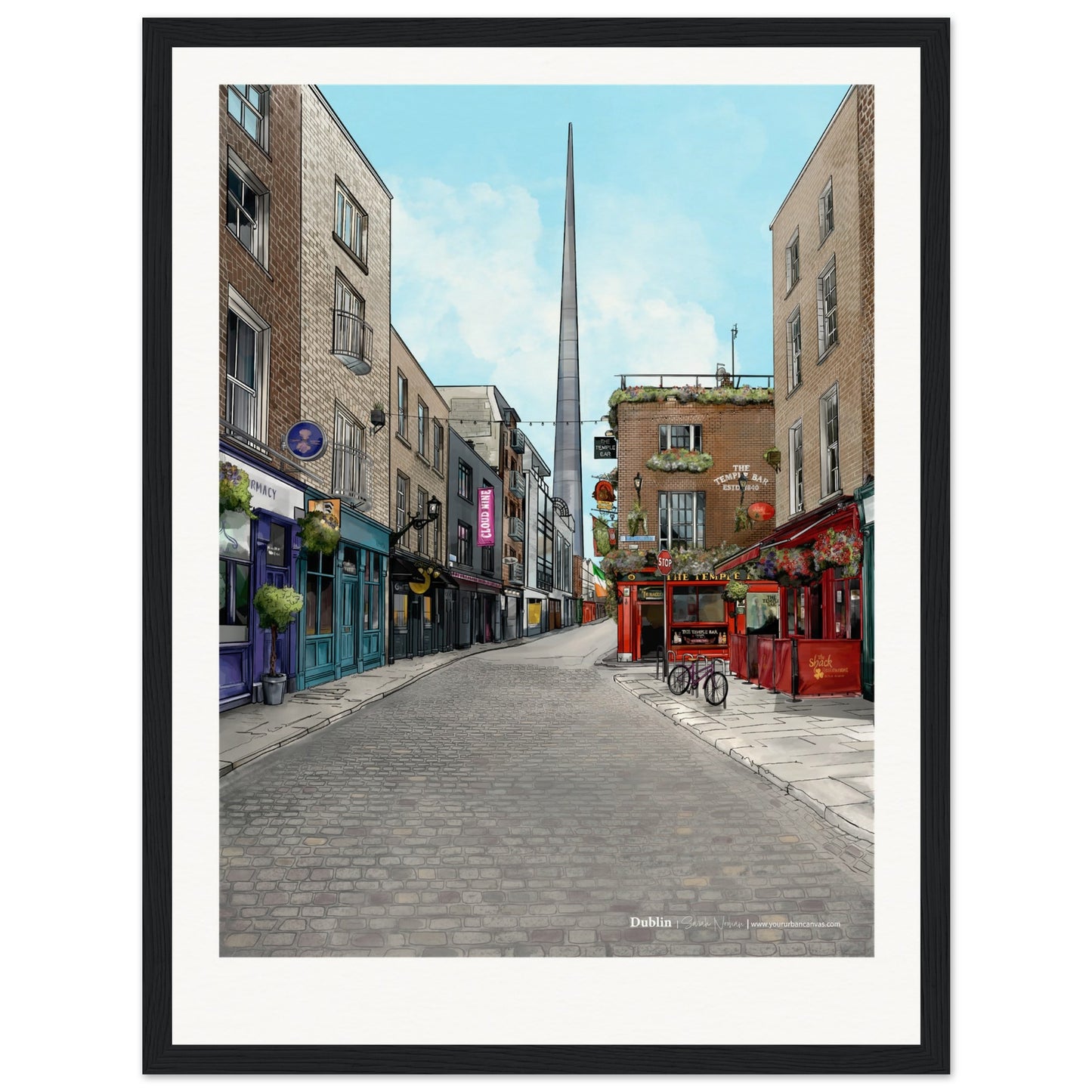 Dublin - Personalised Subtle Title print, size 30x40cm, framed in black, adding depth and sophistication to Dublin's cityscape, customised for you.