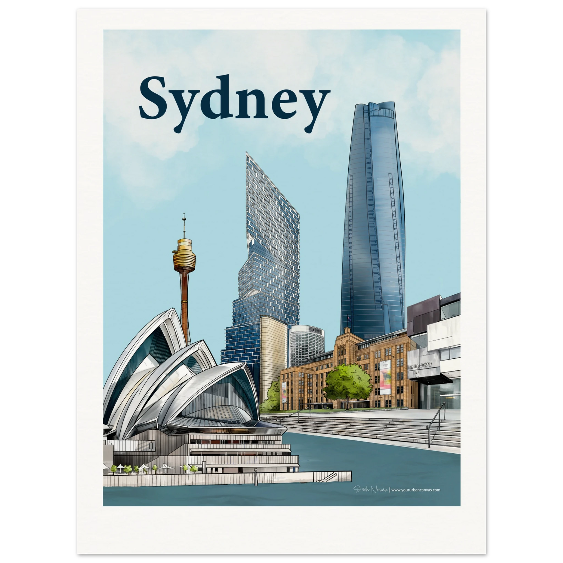 Add a message  - Sydney - Personalised  Bold Typography print, capturing the energy and beauty of the Opera House, Harbour, and city skyline, personalise  with your own message to mark an occasion or memory 