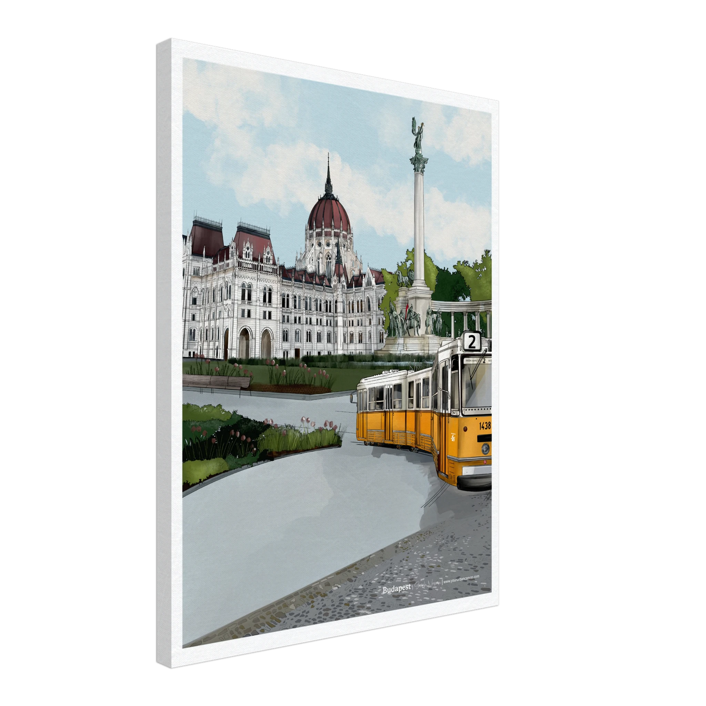 Budapest - Subtle Title print on canvas, size 60x80cm, highlighting a refined and timeless composition of Budapest's most beloved landmarks with soft details.