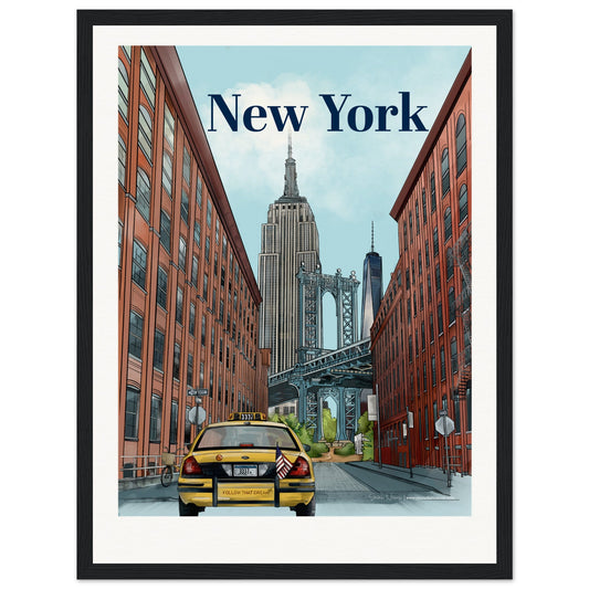 New York - Personalised  Bold Typography print, size 30x40cm, framed in black, making a bold and customised statement of the city's skyline.