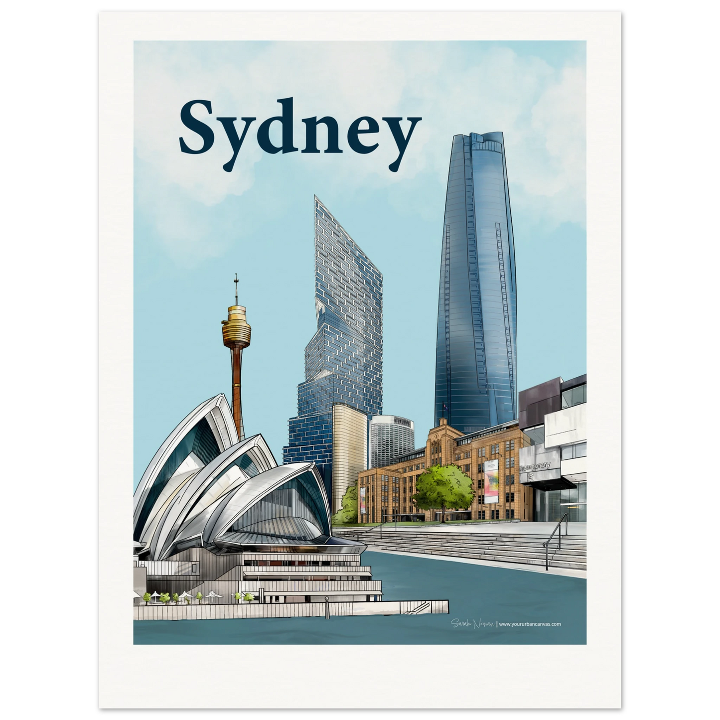 Sydney - Personalised  Bold Typography print, featuring the iconic Opera House, Harbour Bridge, and city skyline, customised with your personal text.