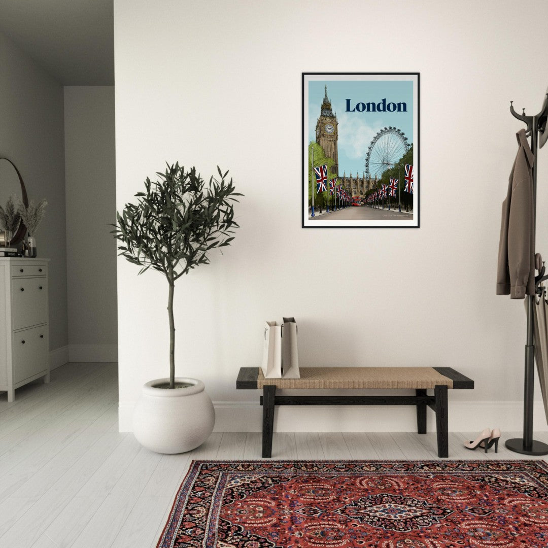 London art showcasing a city where history meets modernity in perfect harmony. From the iconic Big Ben and the ceremonial grandeur of The Mall leading to Buckingham Palace, to the striking London Eye, this city is a masterpiece of timeless architecture and vibrant culture.