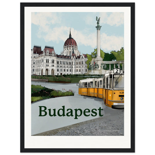 Budapest - Personalised Bold Typography print, size 30x40cm, framed in black, adding striking contrast to your custom Budapest artwork.