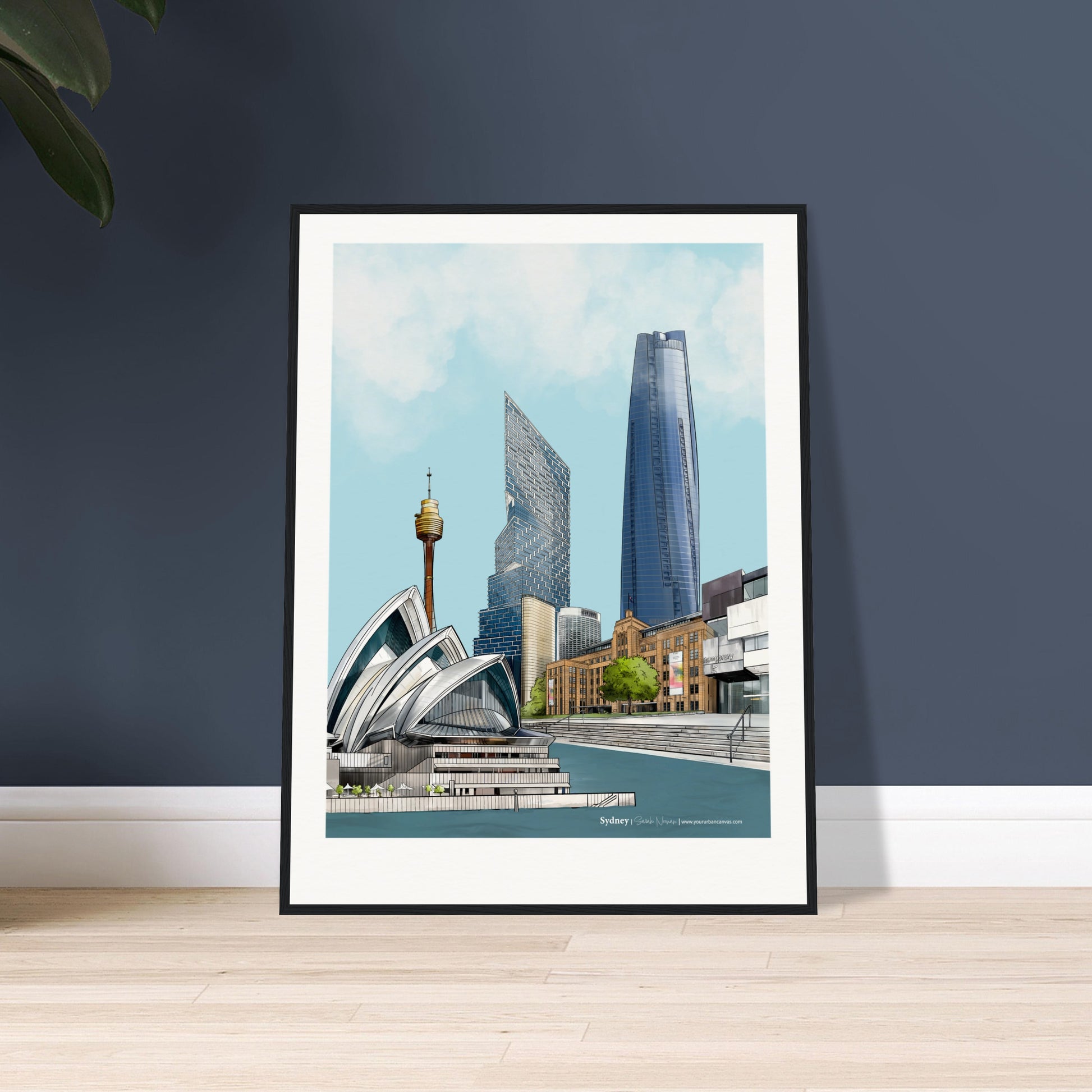 Stunning artwork of Sydney's iconic landmarks like the Opera House, Sydney Harbour, and Sydney Tower in stunning art prints that capture the city's beauty